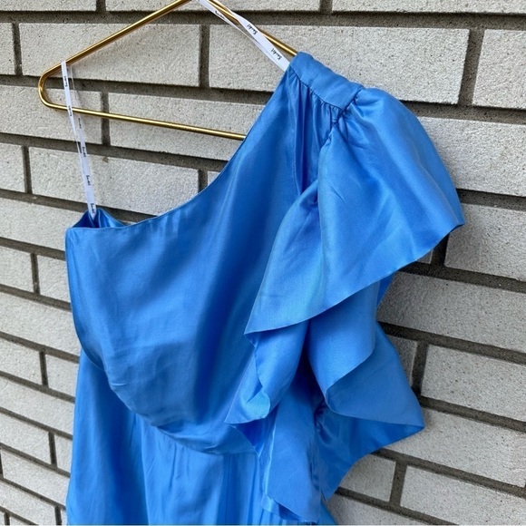 Bardot Lucia One Shoulder Frill Dress Blue - Picture 5 of 13